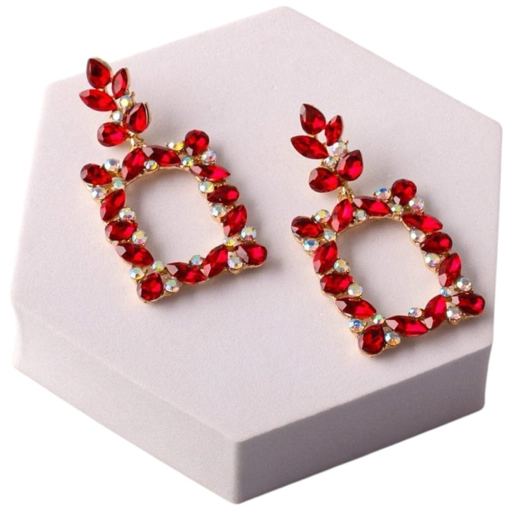 Radiant Ruby Red Crystal Earrings, Prom Earrings, Statement Earrings